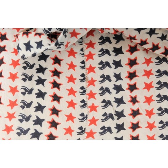 Isabell Marant Etoile Star Bird Print Mel Shorts Size 38 Cream Red Silk - Picture 4 of 11